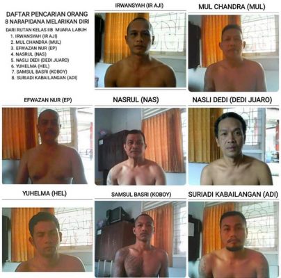 DPO 8 orang pelarian dari Rutan Kelas IIB Muara Labuh