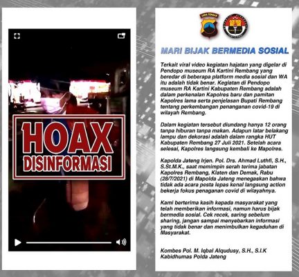 Terkait Postingan Dan Viral Video Hajatan Kegiatan Di Rembang, Itu Tidak Benar